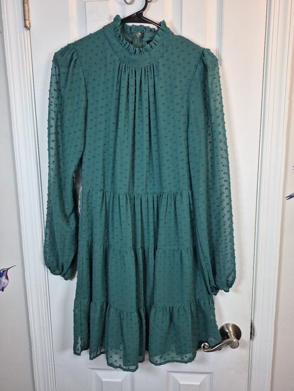 Trixxi Green Swiss Dot Tiered Dress Wedding Guest Graduation Garden Party M